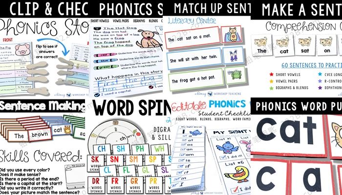 《Phonics Bundle 1 Literacy Centers》8册英语启蒙活动练习PDF 百度云网盘下载