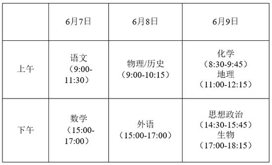 2021江苏高考考试安排