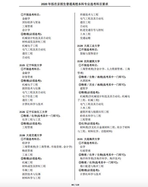 2021各大学对新高考选科的要求