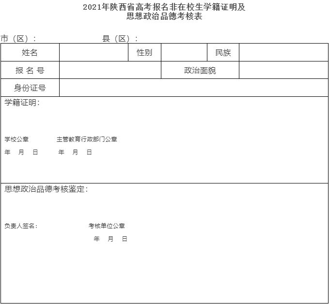 2021年陕西高考报名政策