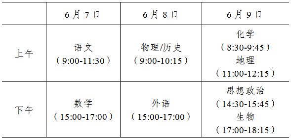 江苏高考2021考试时间