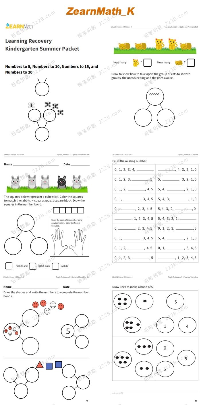 《ZearnMath》数学思维GK-G5英文练习册PDF 百度云网盘下载