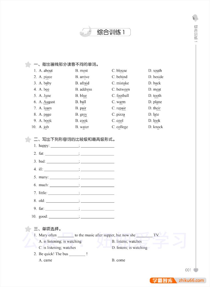 金英语《小学英语语法与词汇2000题》PDF文档