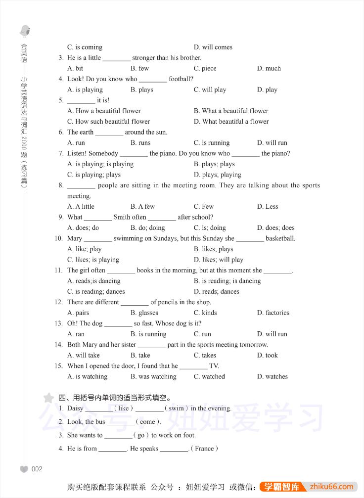 金英语《小学英语语法与词汇2000题》PDF文档